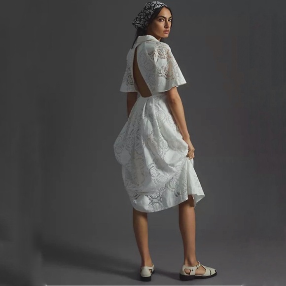 Anthropologie Maeve Eyelet Midi Dress White Size 10 NWT - Picture 3 of 15